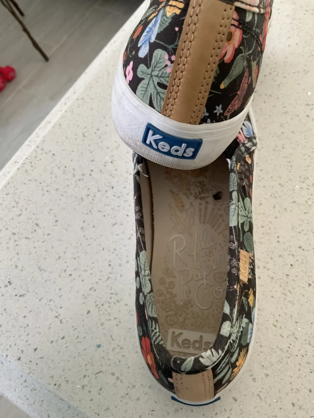 Keds Floral Slip-On Mules in Black with Multicolor Blooms size 9 - Picture 5 of 6